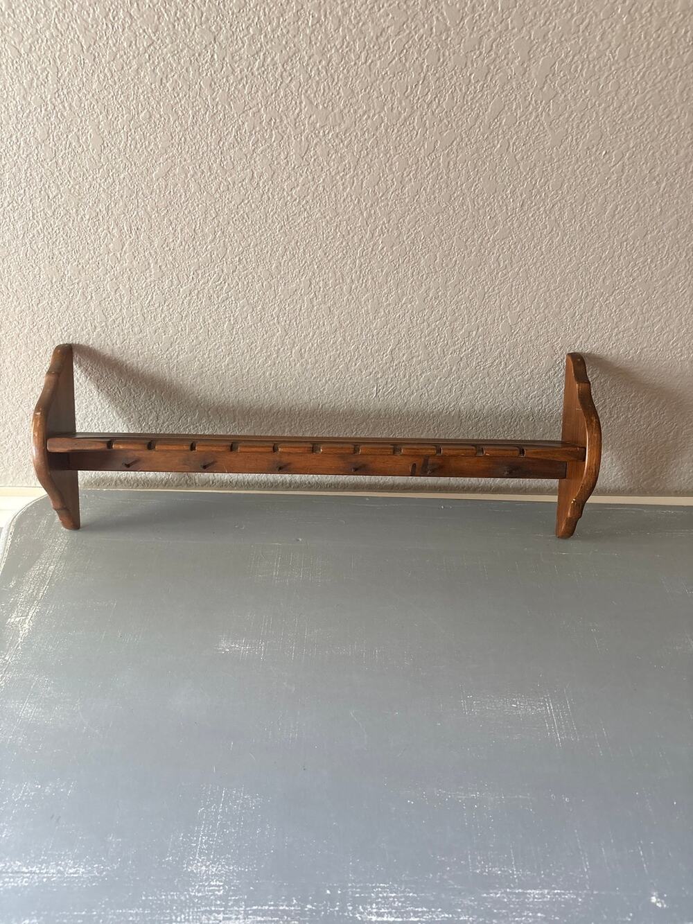 Vintage Solid Wood Spoon Display Wall Shelf Rack Teacup Saucer Collector 23”